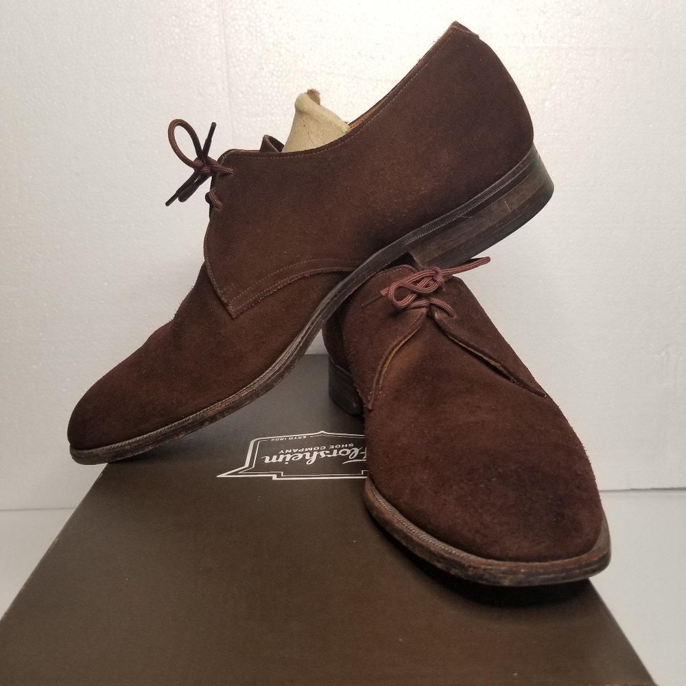 Brown Suede Oxfords with Lace-Up Design